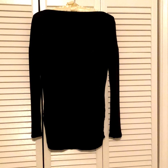 NWT SZ M, BOATNECK TEE, BODYCON, L/S, BLACK - Picture 2 of 8